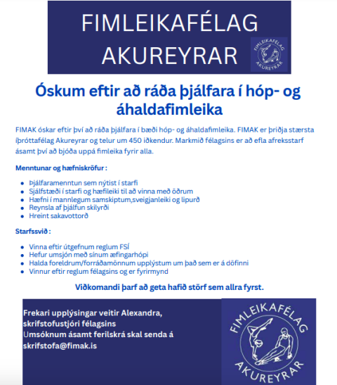 Við erum að ráða þjálfara!