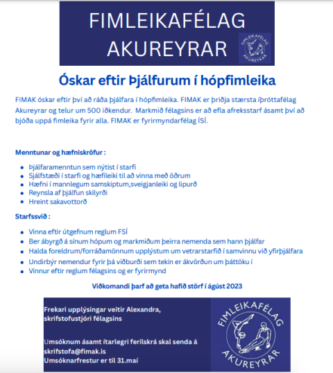 Óskum eftir þjálfurum í hópfimleika